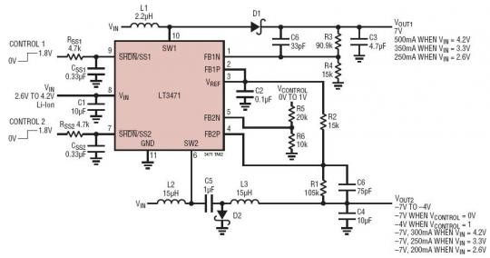 OLED Driver: 7V@350mA, -7V@250mA