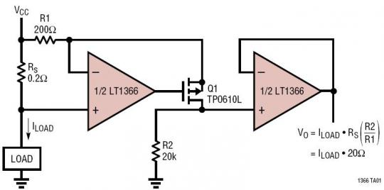 Positive Supply Rail Current Sense With Over-the-Top Op Amp