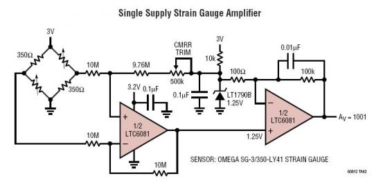 Single Supply Strain Gauge Amplifier